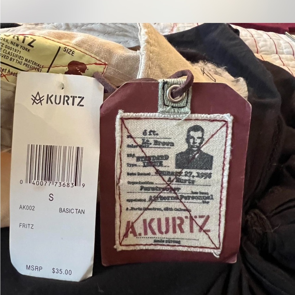 A. Kurtz Khaki Cap with Red Star and Chevron - Picture 2 of 4